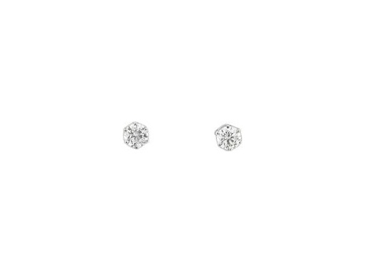 18K White Gold Stud Earrings with Natural Round Diamonds